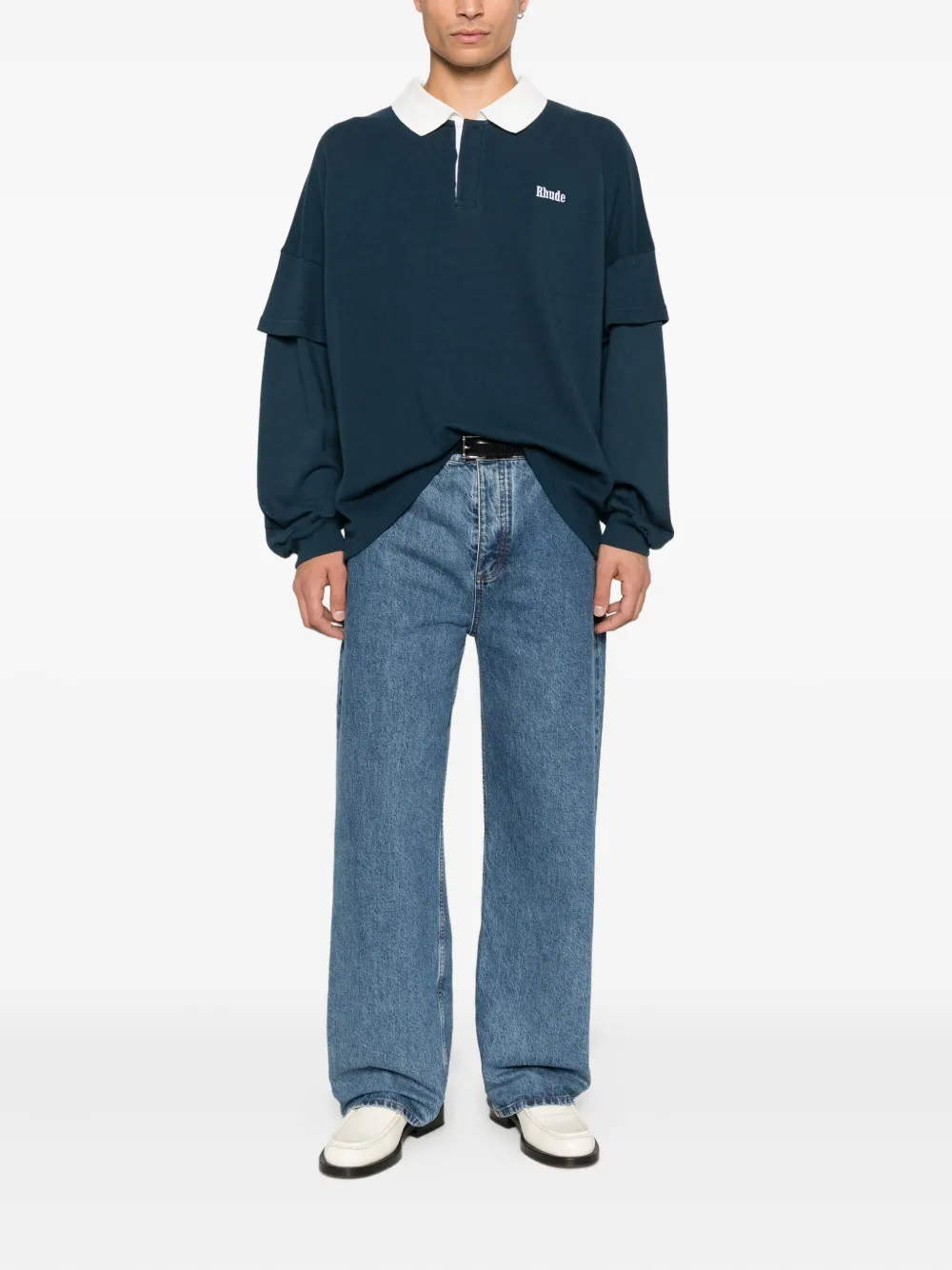 RHUDE logo-embellished polo shirt - Blauw