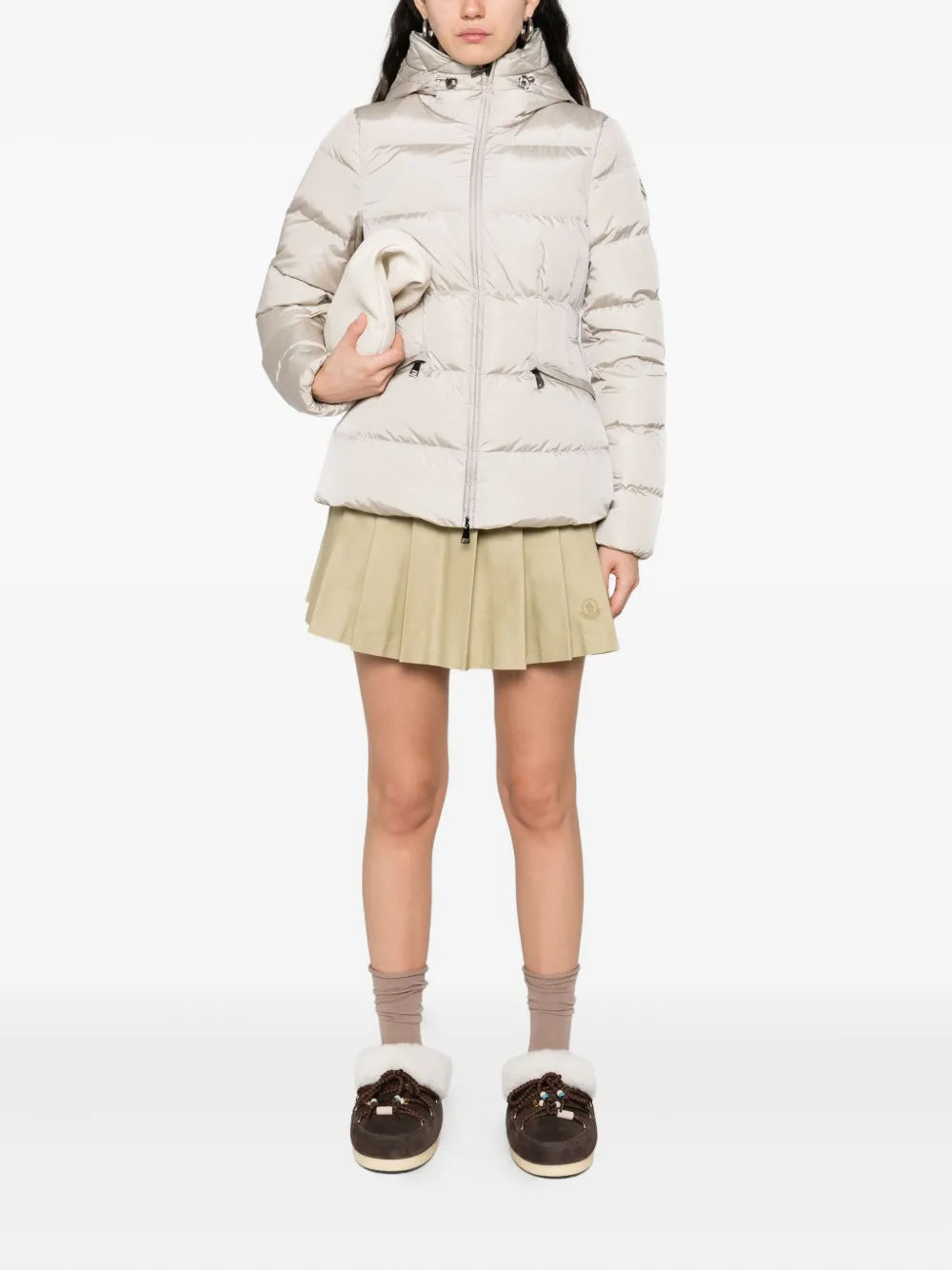 Moncler Avoce hooded quilted jacket Beige