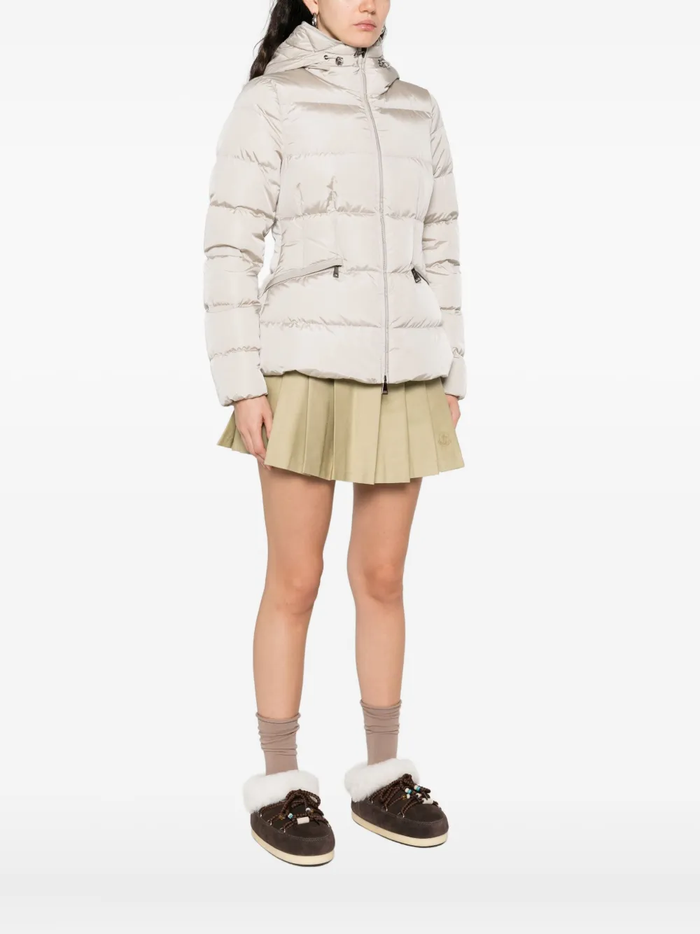 Moncler Avoce hooded quilted jacket Beige