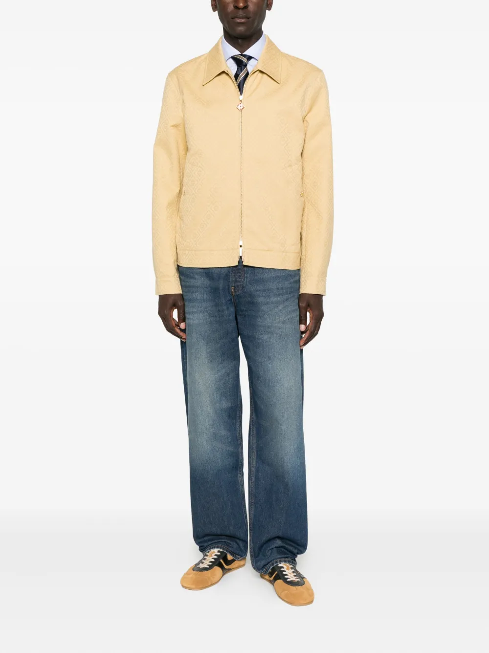 Casablanca Beige Cotton Monogram Jacquard Jacket In Neutral