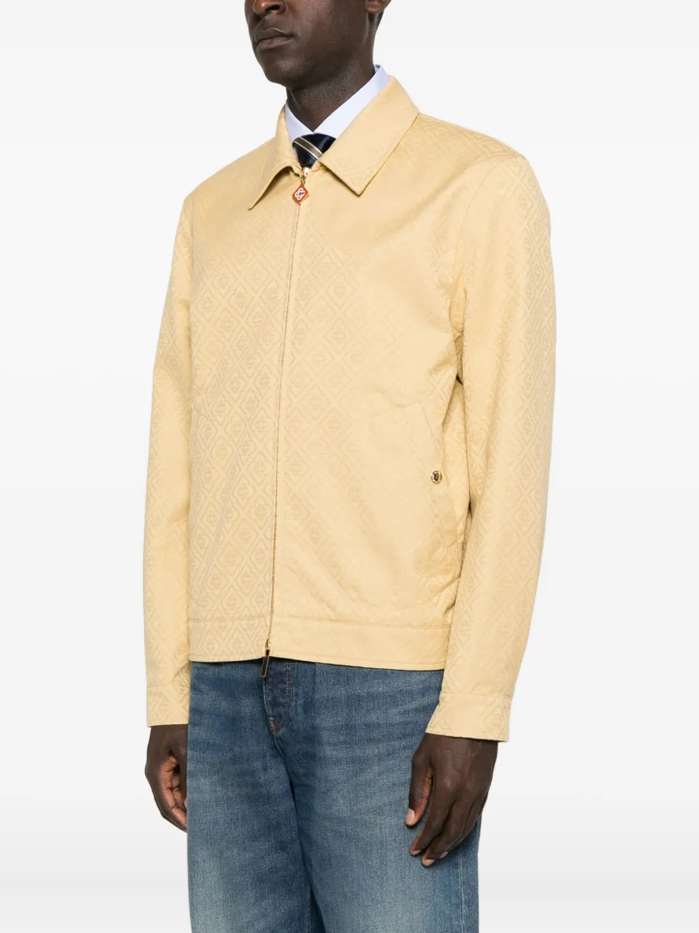 Casablanca Beige Cotton Monogram Jacquard Jacket In Neutral