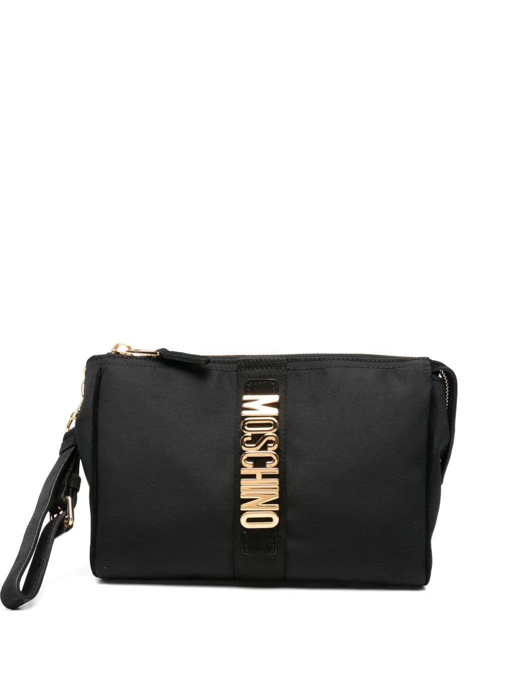 Moschino Clutch met logoplakkaat Zwart
