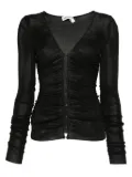 Self-Portrait button-detailed long-sleeve t-shirt - Black