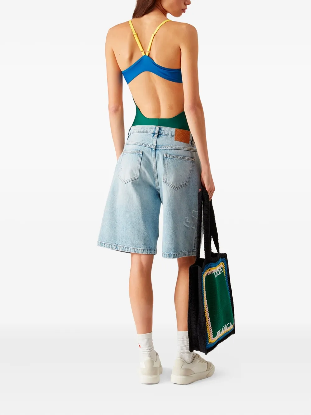 Casablanca cross-back swimsuit Groen