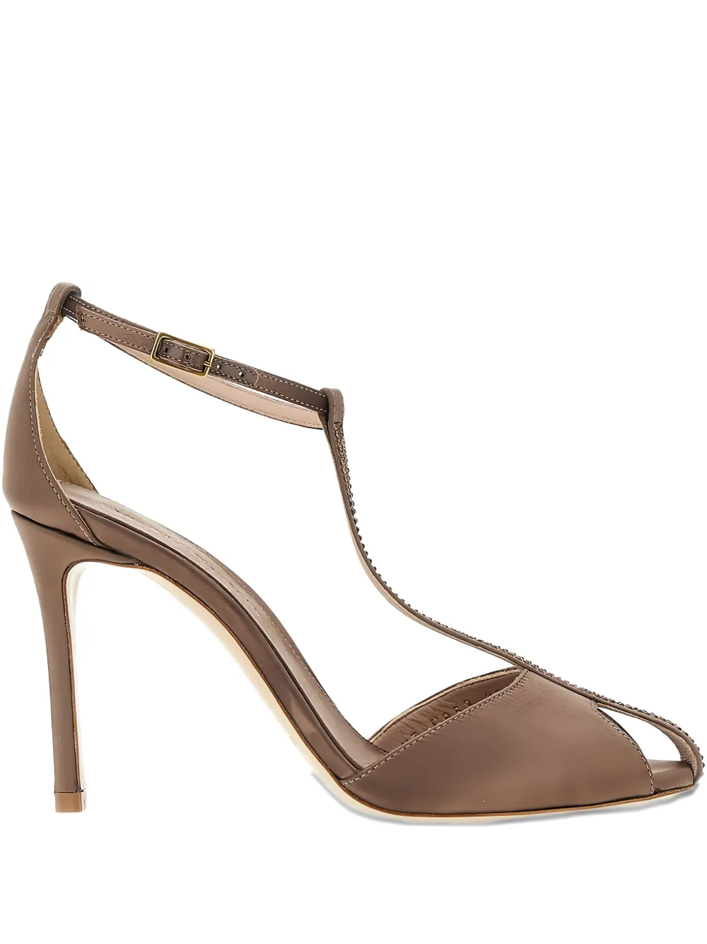 Emporio Armani 95mm T-bar heeled pumps Neutrals