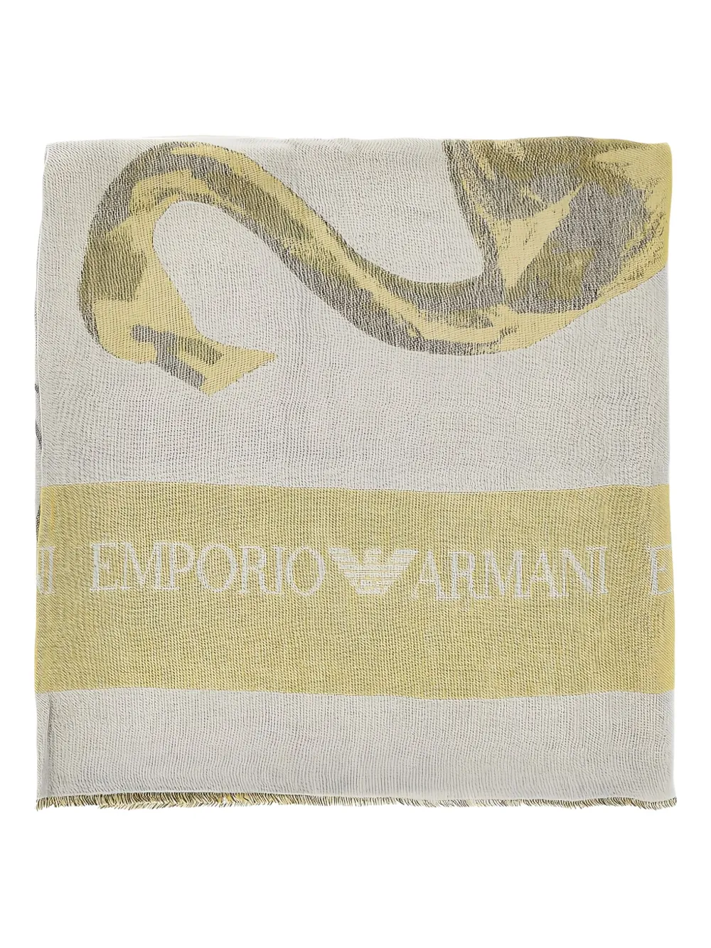 Emporio Armani logo-jacquard scarf - グリーン Emporio Armani logo-jacquard scarf - グリーン