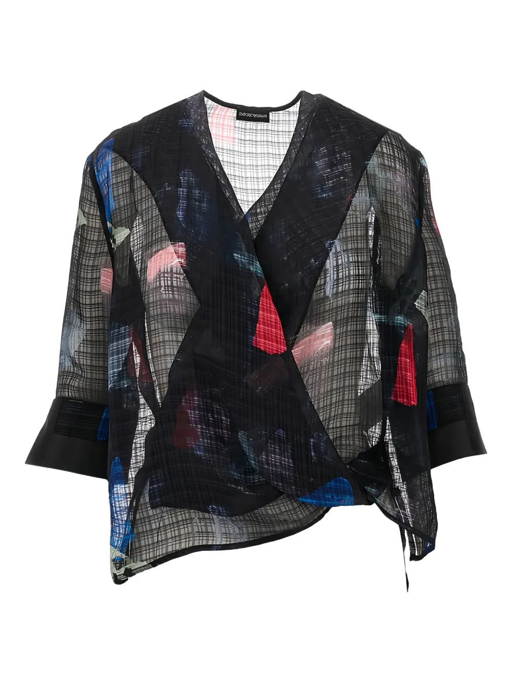 Emporio Armani Geruit blouse Zwart