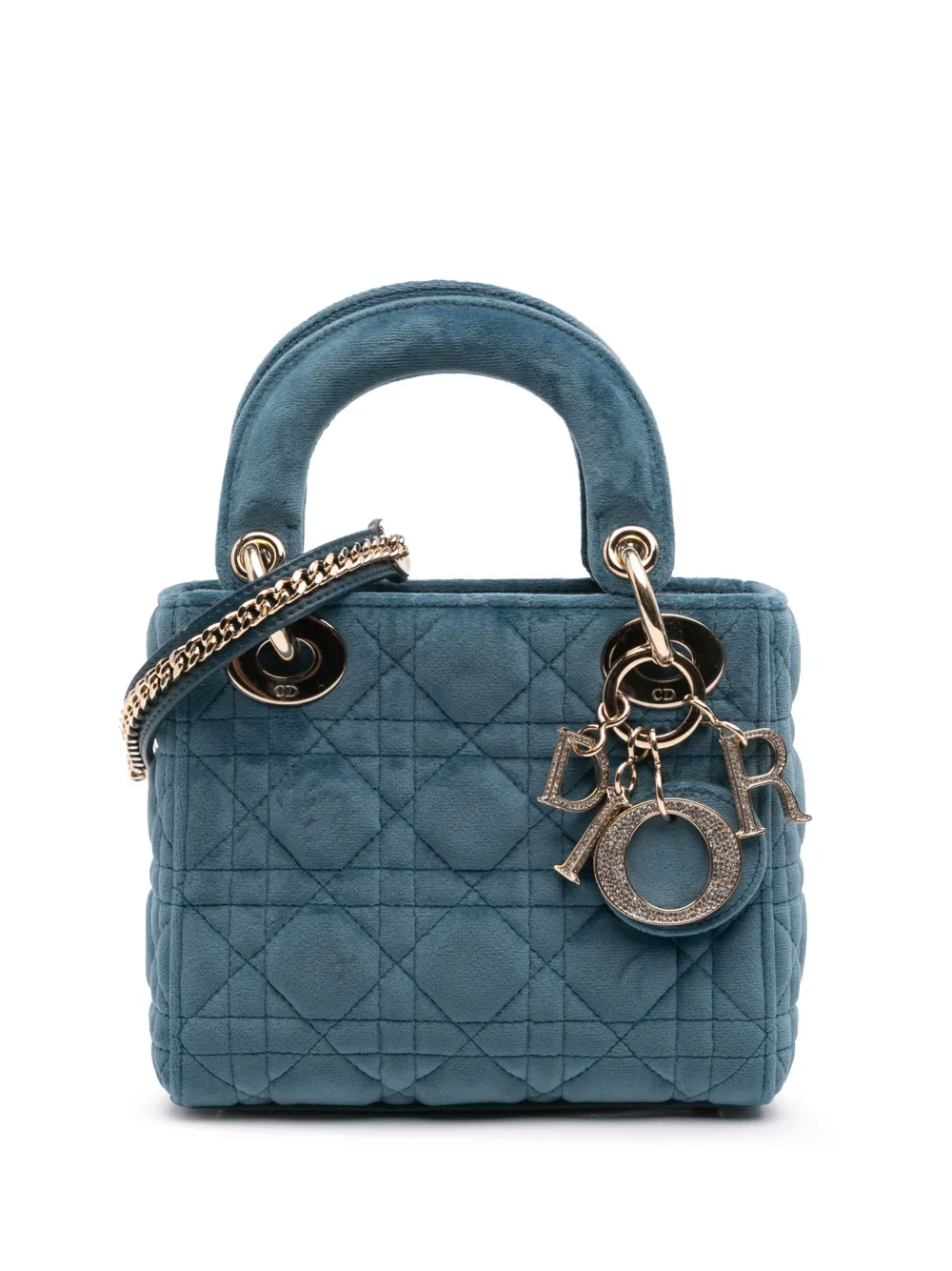 Christian Dior Pre-Owned 2020 Mini Velvet Cannage Lady Dior satchel - Christian Dior Pre-Owned 2020 Mini Velvet Cannage Lady Dior satchel -