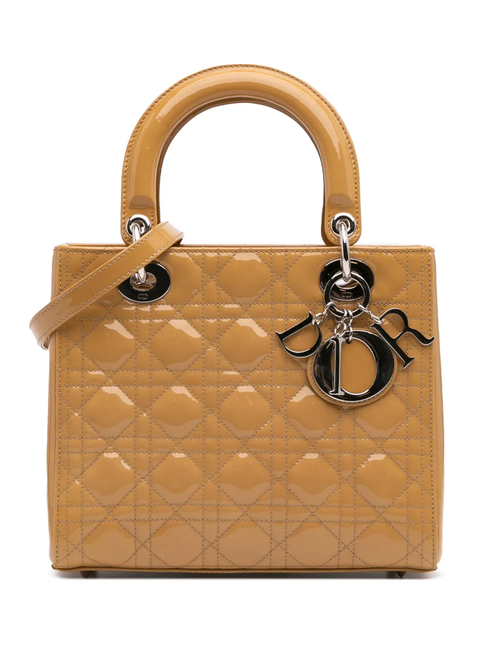 Christian Dior Pre-Owned 2008 ミディアム パテント カナージュ レディ ディオール サッチェルバッグ - Christian Dior Pre-Owned 2008 ミディアム パテント カナージュ レディ ディオール サッチェルバッグ -