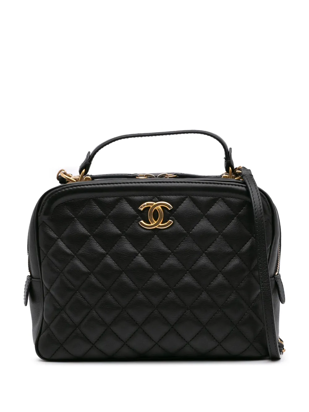 Pre-owned Chanel 2018-2019 Medium Cc Quilted Calfskin Vanity Case Satchel