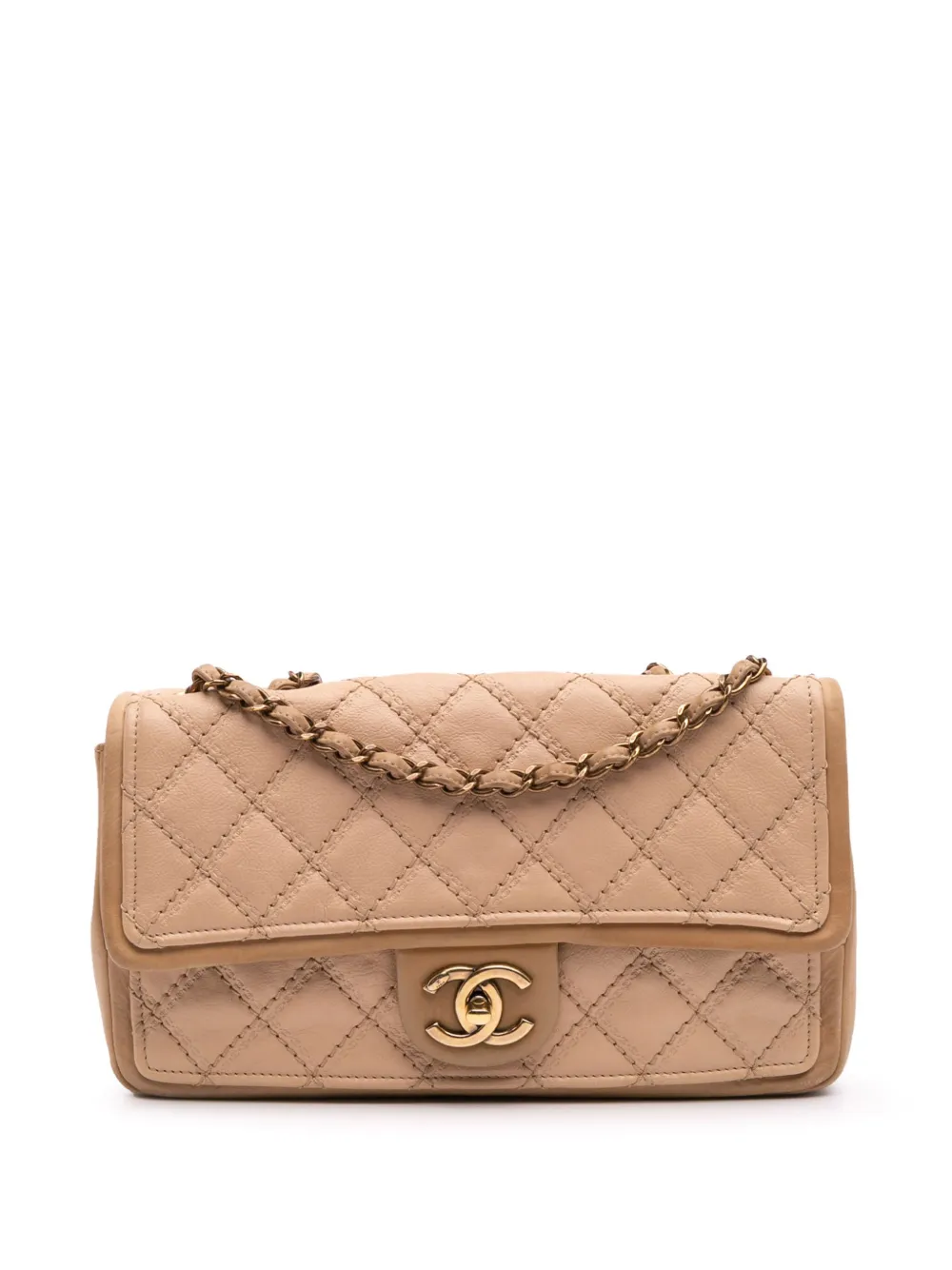 Pre-owned Chanel 2014-2015 Medium Bicolor Calfskin Graphic Flap Shoulder Bag