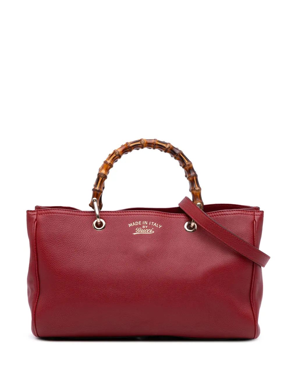 Gucci Pre-Owned 2016-2024 Medium Calfskin Bamboo Shopper satchel - レッド Gucci Pre-Owned 2016-2024 Medium Calfskin Bamboo Shopper satchel - レッド