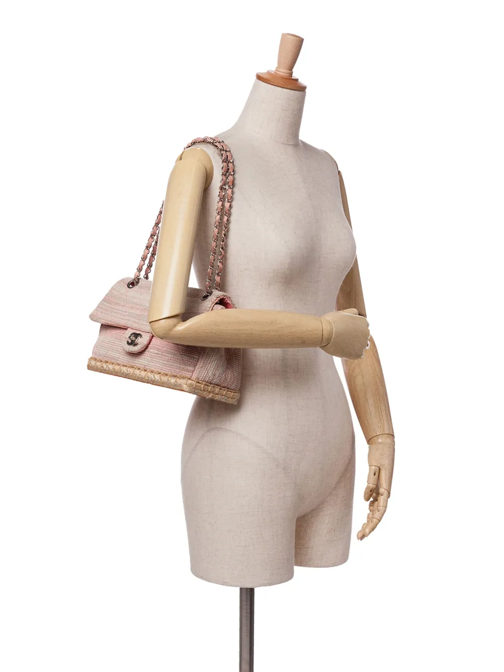 Pre-owned Chanel 2010-2011 Quilted Tweed Espadrille Chain Flap Shoulder Bag