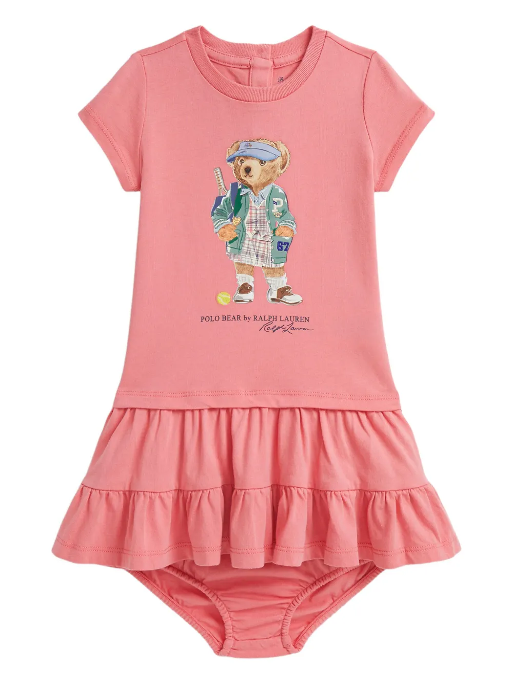 POLO RALPH LAUREN KIDS Jurk met beerprint Roze