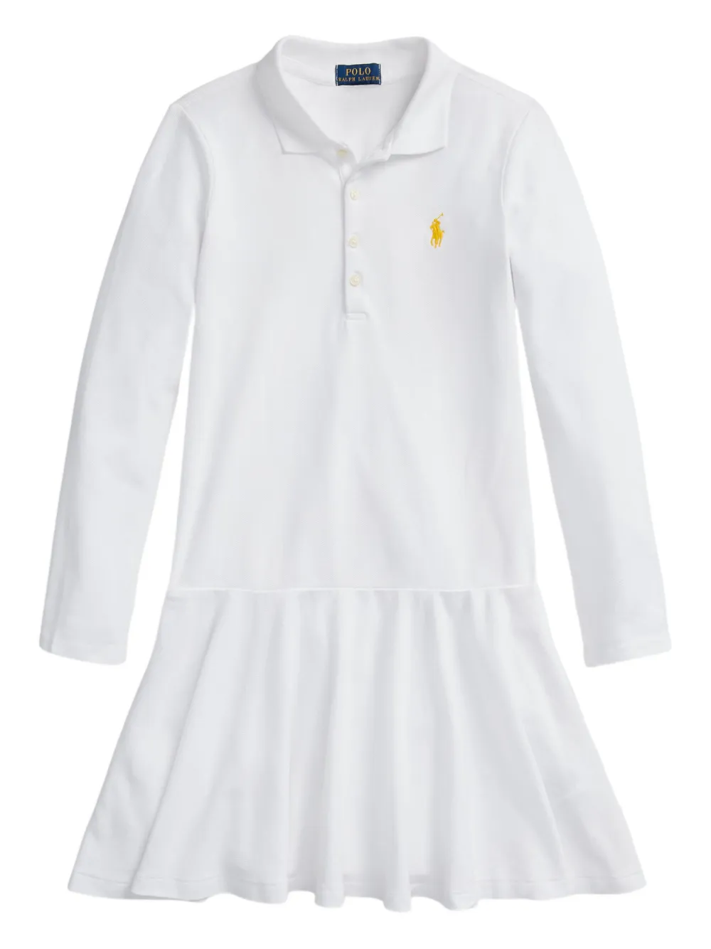 POLO RALPH LAUREN KIDS フレア ポロワンピース - ホワイト POLO RALPH LAUREN KIDS フレア ポロワンピース - ホワイト