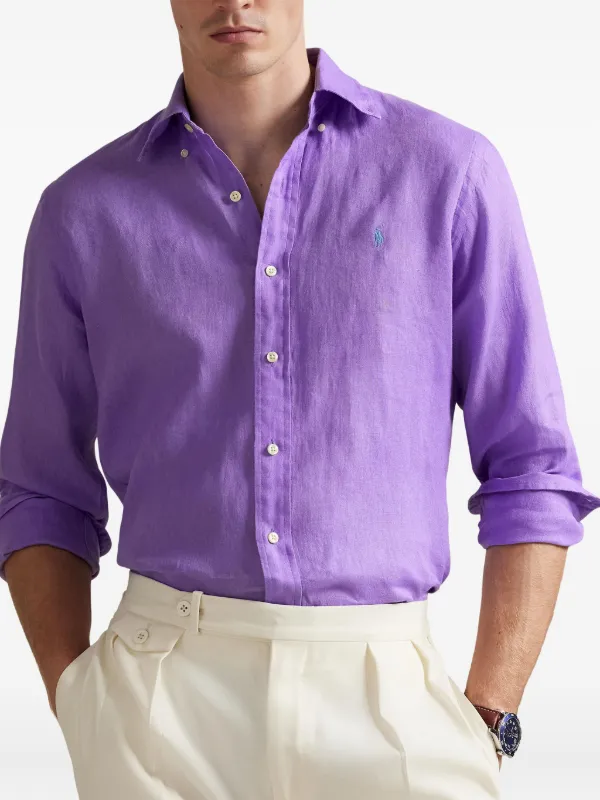 Polo Ralph Lauren ボタン リネンシャツ | パープル | FARFETCH JP