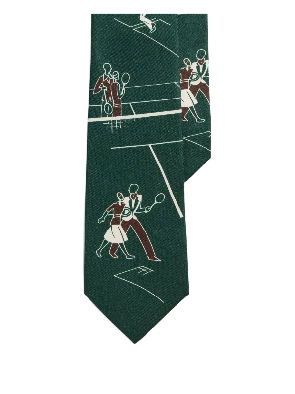 【最高級 美品】RALPH LAUREN PURPLE LABEL ネクタイ Ralph Lauren Purple Label Deco Tennis プリント ネクタイ