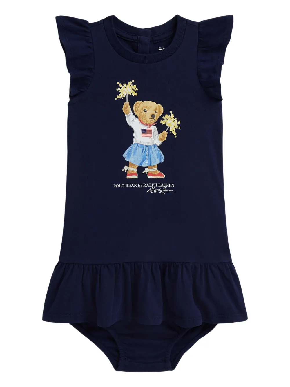 POLO RALPH LAUREN KIDS Jurk met beerprint Blauw