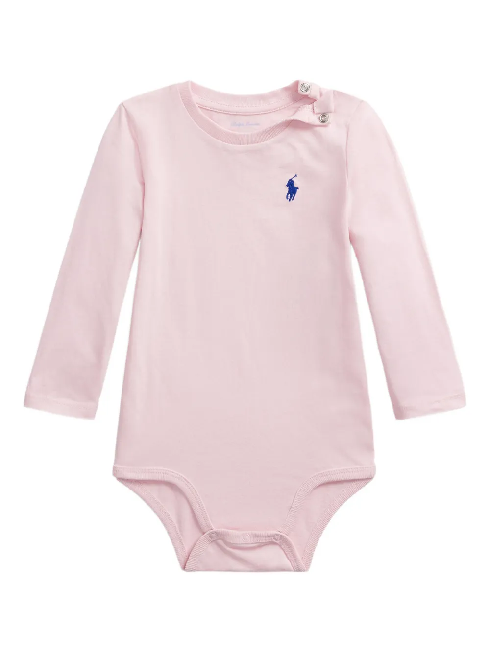 Polo Ralph Lauren Babies' Long-sleeve Snap-button Bodysuit In Pink