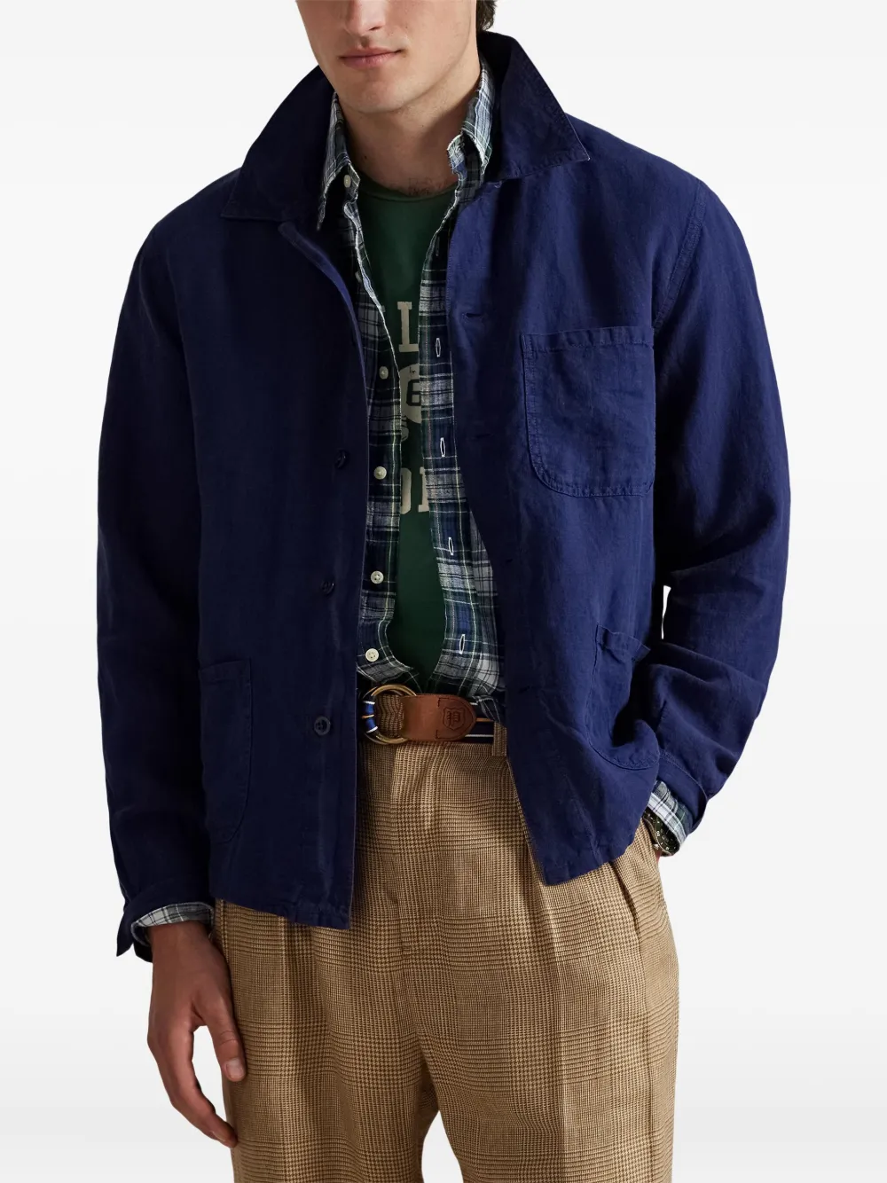 Polo Ralph Lauren linen shirt jacket Blauw