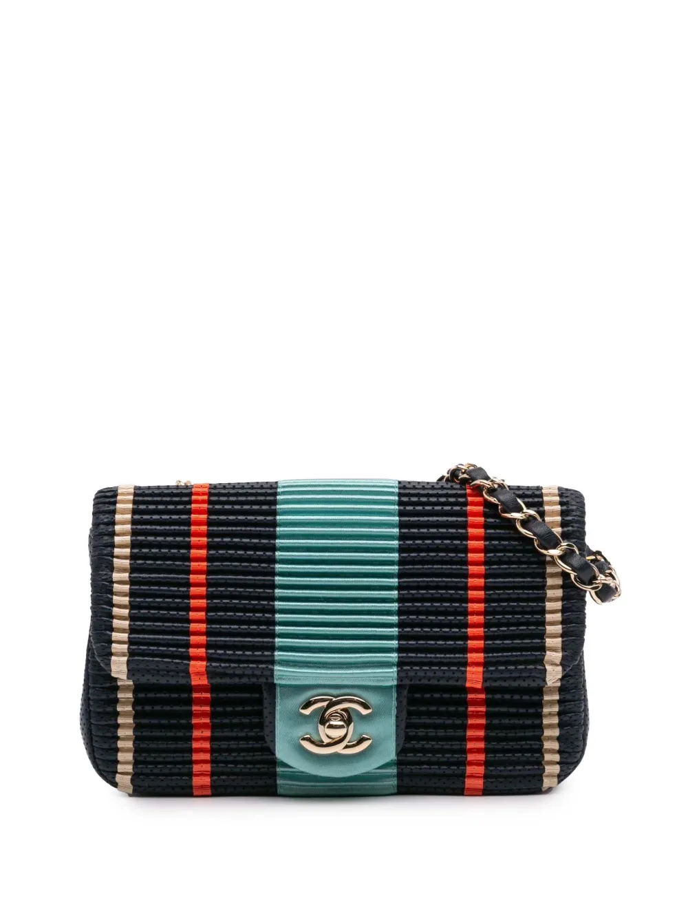 CHANEL Pre-Owned 2019 New Mini Coco Pleats Perforated Calfskin Single CHANEL Pre-Owned 2019 New Mini Coco Pleats Perforated Calfskin Single