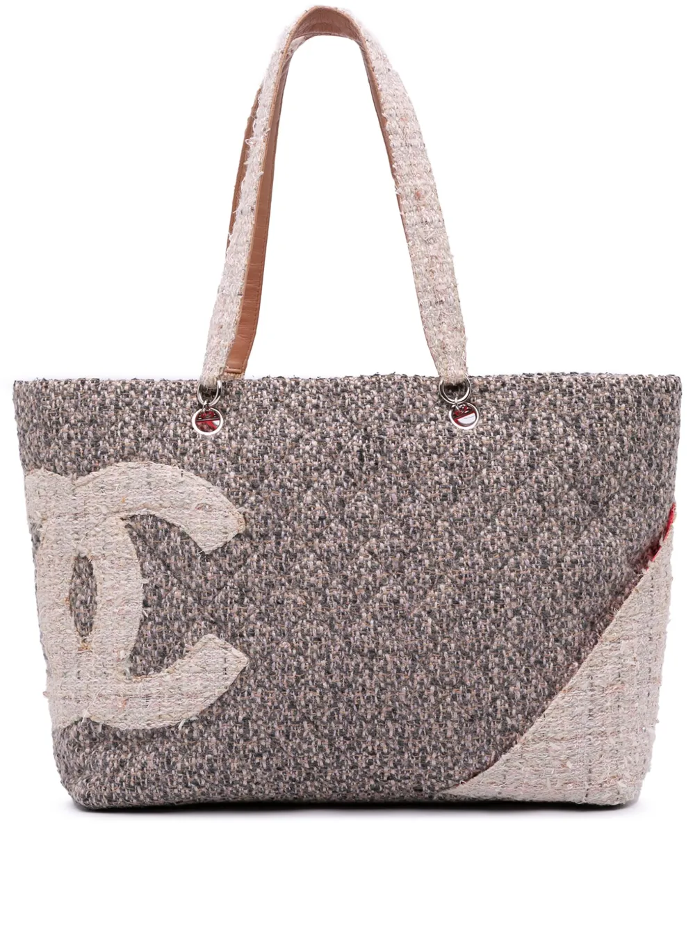 Pre-owned Chanel 2004-2005 Large Quilted Tweed Cambon Ligne Tote Bag