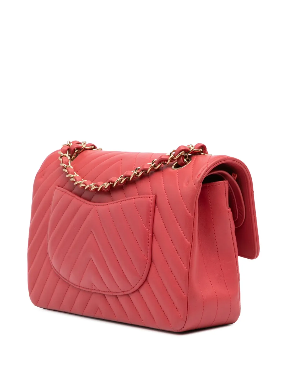 Pre-owned Chanel 2017-2018 Medium Classic Chevron Lambskin Double Flap Shoulder Bag