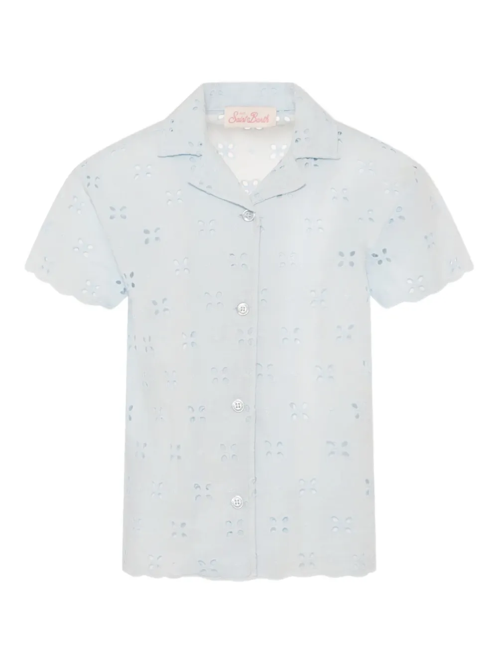 MC2 Saint Barth Kids Broderie anglaise shirt Blauw