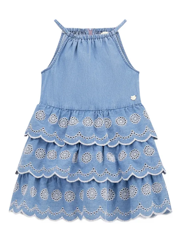 halle berry green dress Strapless Lace Contrast Denim Dress