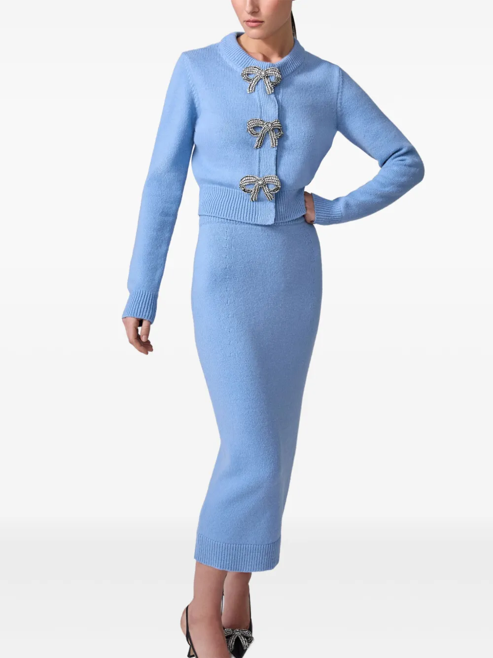 Carolina Herrera Vest met kristallen strik Blauw