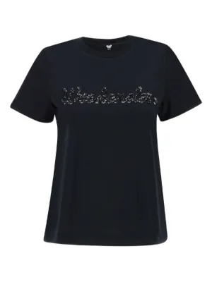 トップス　タグ付き TWINSET embroidered-logo crew-neck T-shirt | Black | FARFETCH RO