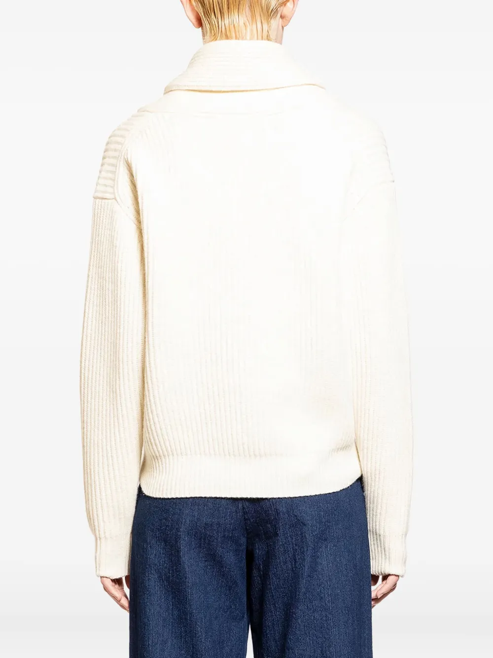 The Garment Ribbed Shawl-collar Sweater In Neutral