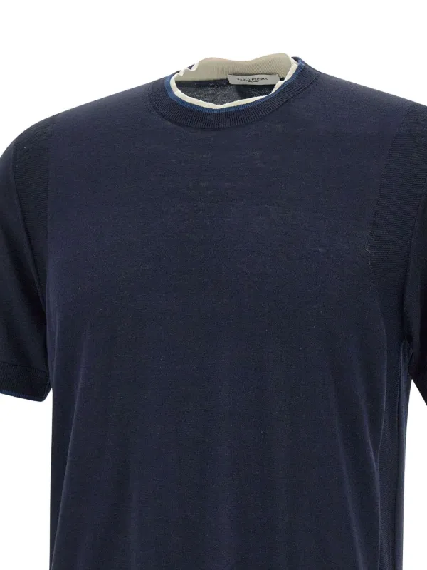 Tシャツ・カットソー PAOLO PECORA Men T Shirts A033 F2006685 Blue Paolo Pecora silk-blend T-shirt | Blue | FARFETCH