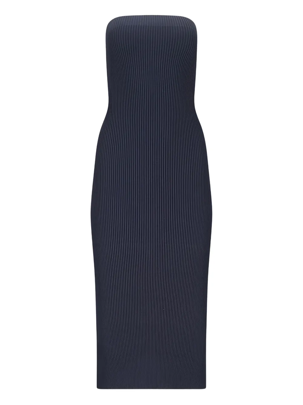 Max Mara リブ ストラップレス ミディドレス - ブルー Max Mara リブ ストラップレス ミディドレス - ブルー