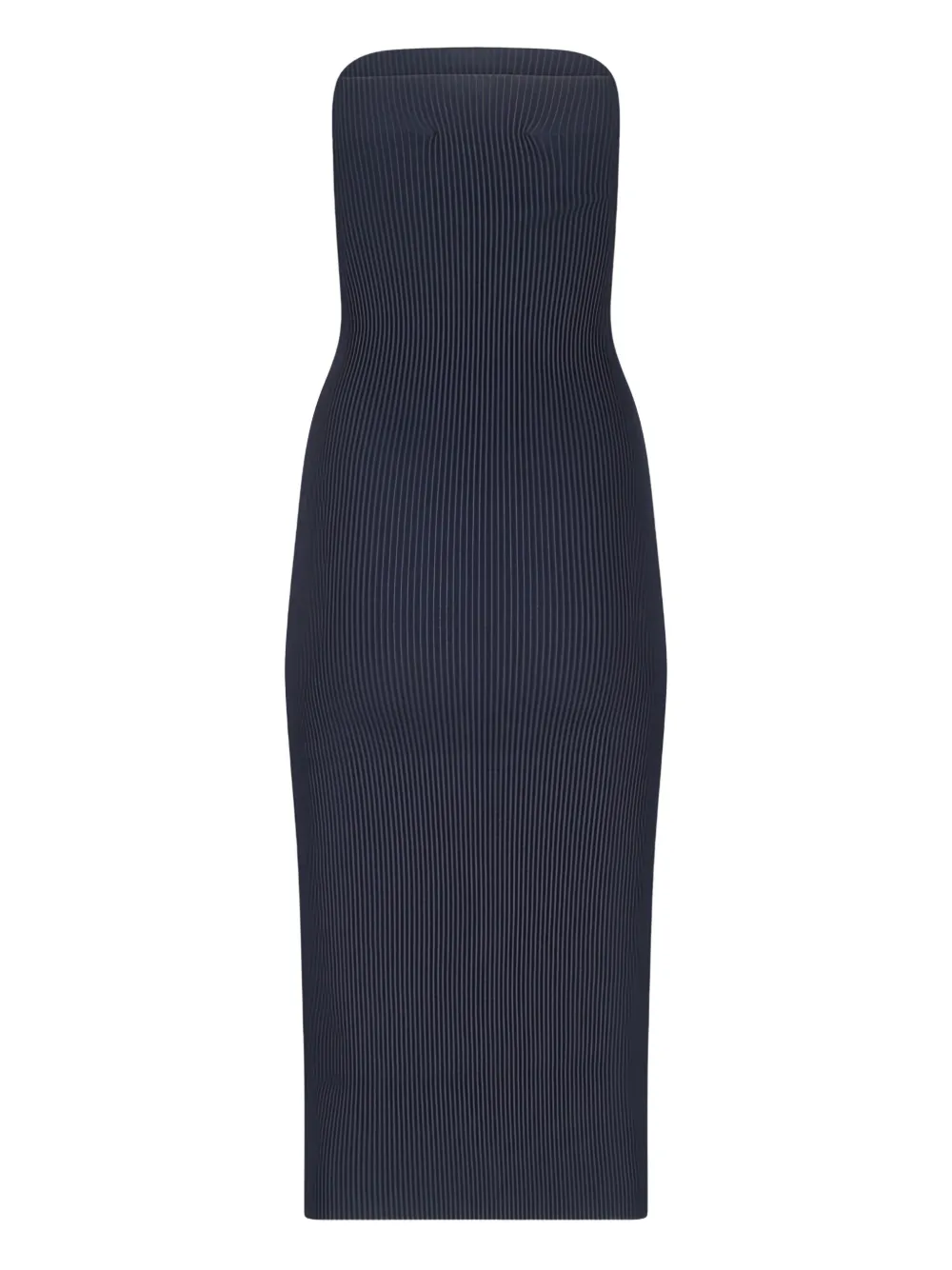 Max Mara Geribbelde strapless midi-jurk Blauw