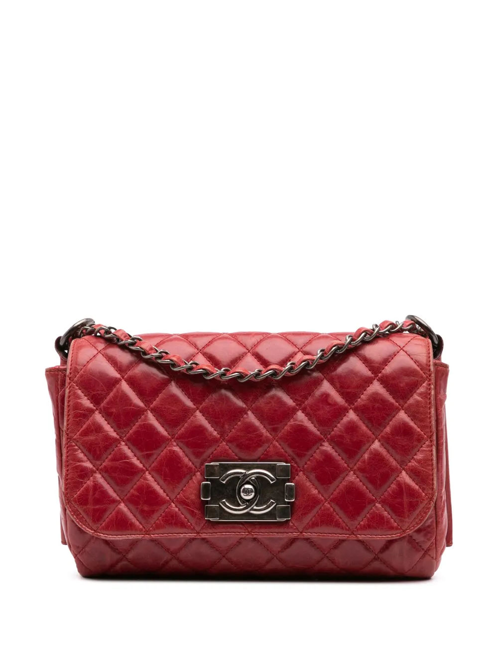 Pre-owned Chanel 2011 Quilted Glazed Calfskin Soft Boy Flap Shoulder Bag
