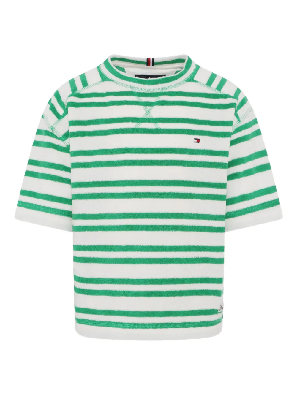 Tommy Hilfiger Junior haut rayé à manches courtes | blanc | Image 1