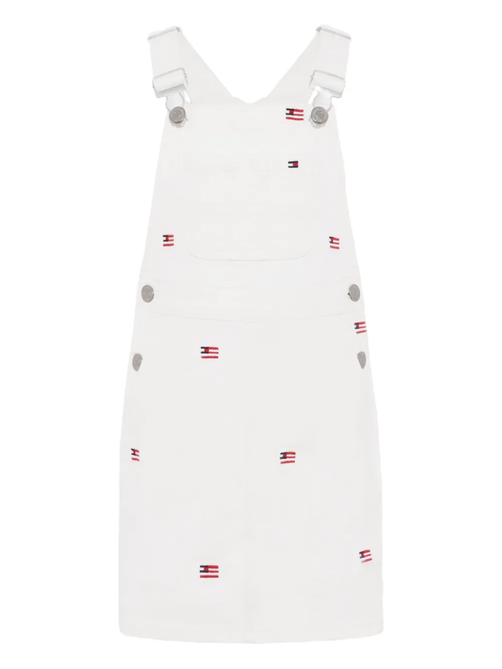 Tommy Hilfiger Junior logo-embroidered dungaree dress | White | Image 1