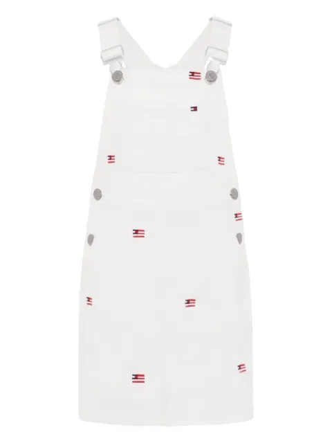 Tommy Hilfiger Junior logo-embroidered dungaree dress