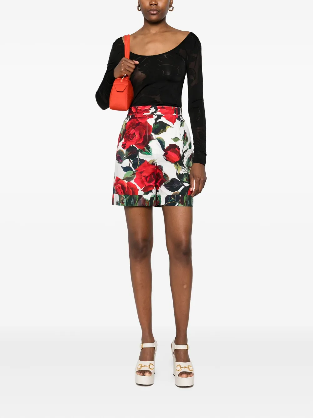 Dolce & Gabbana Zwembroek met roosprint Wit