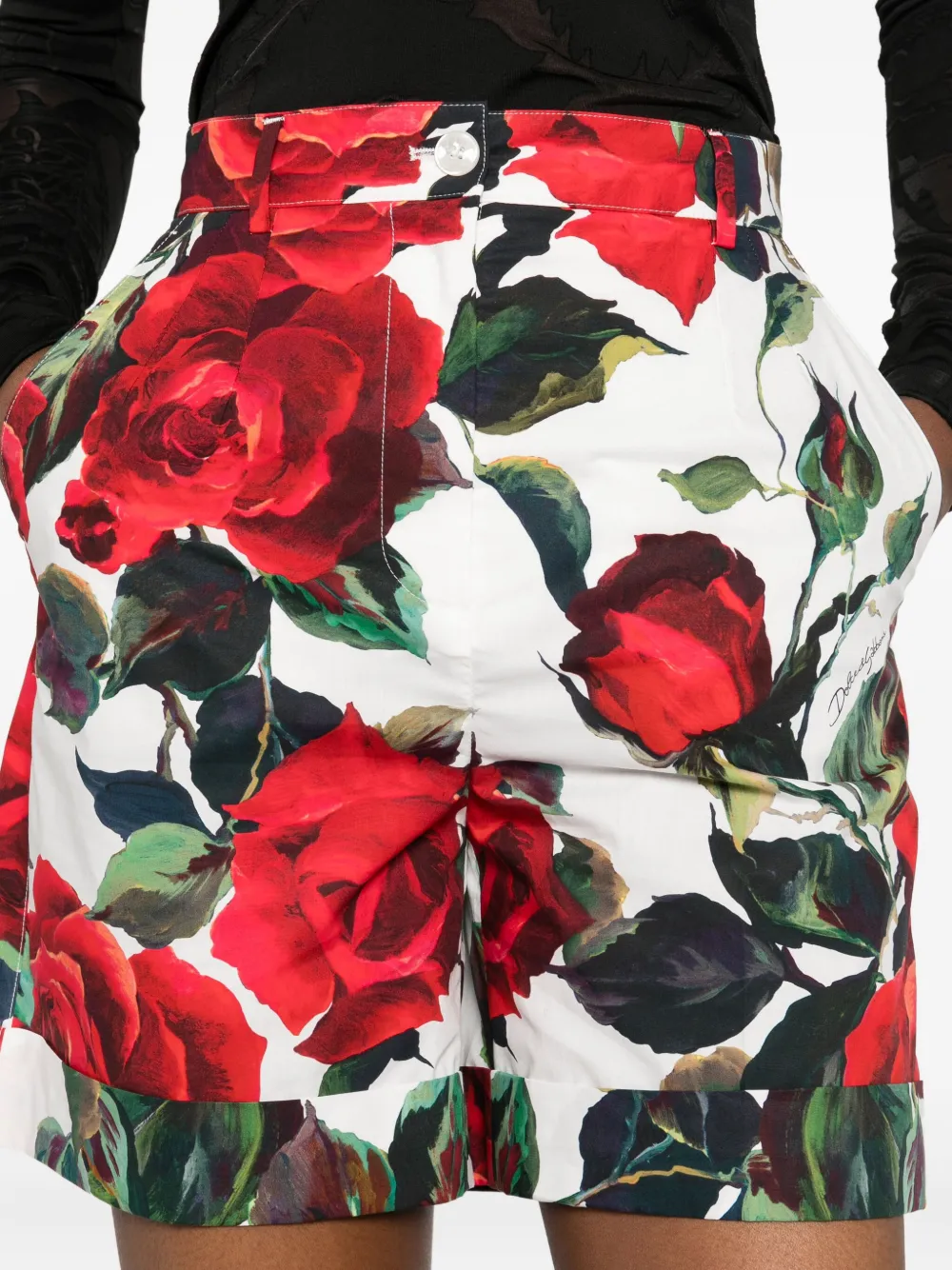Dolce & Gabbana Zwembroek met roosprint Wit