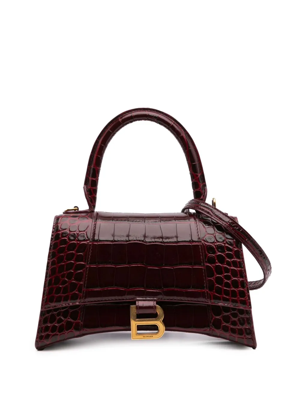 Balenciaga Pre-Owned 2008 Small Croc Embossed Hourglass Top Handle Bag Balenciaga Pre-Owned 2008 Small Croc Embossed Hourglass Top Handle Bag