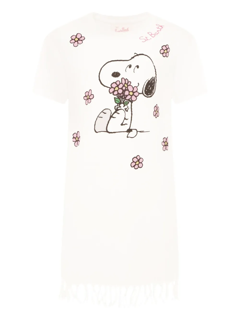 MC2 Saint Barth Kids Katoenen jurk met Snoopy-print 03842H white