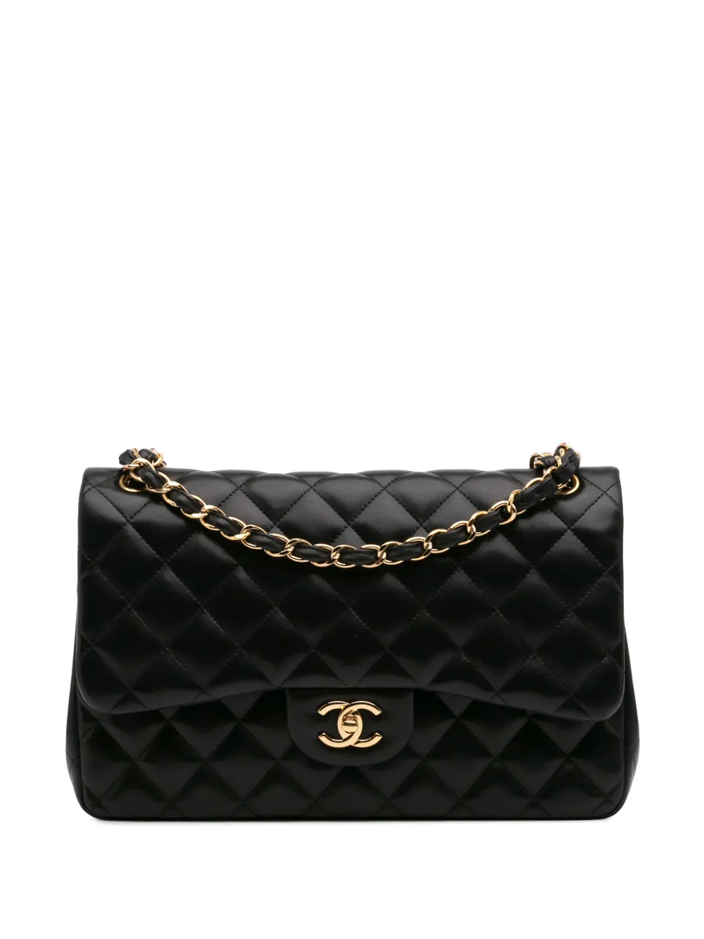 Pre-owned Chanel 2010-2011 Jumbo Classic Lambskin Double Flap Shoulder Bag