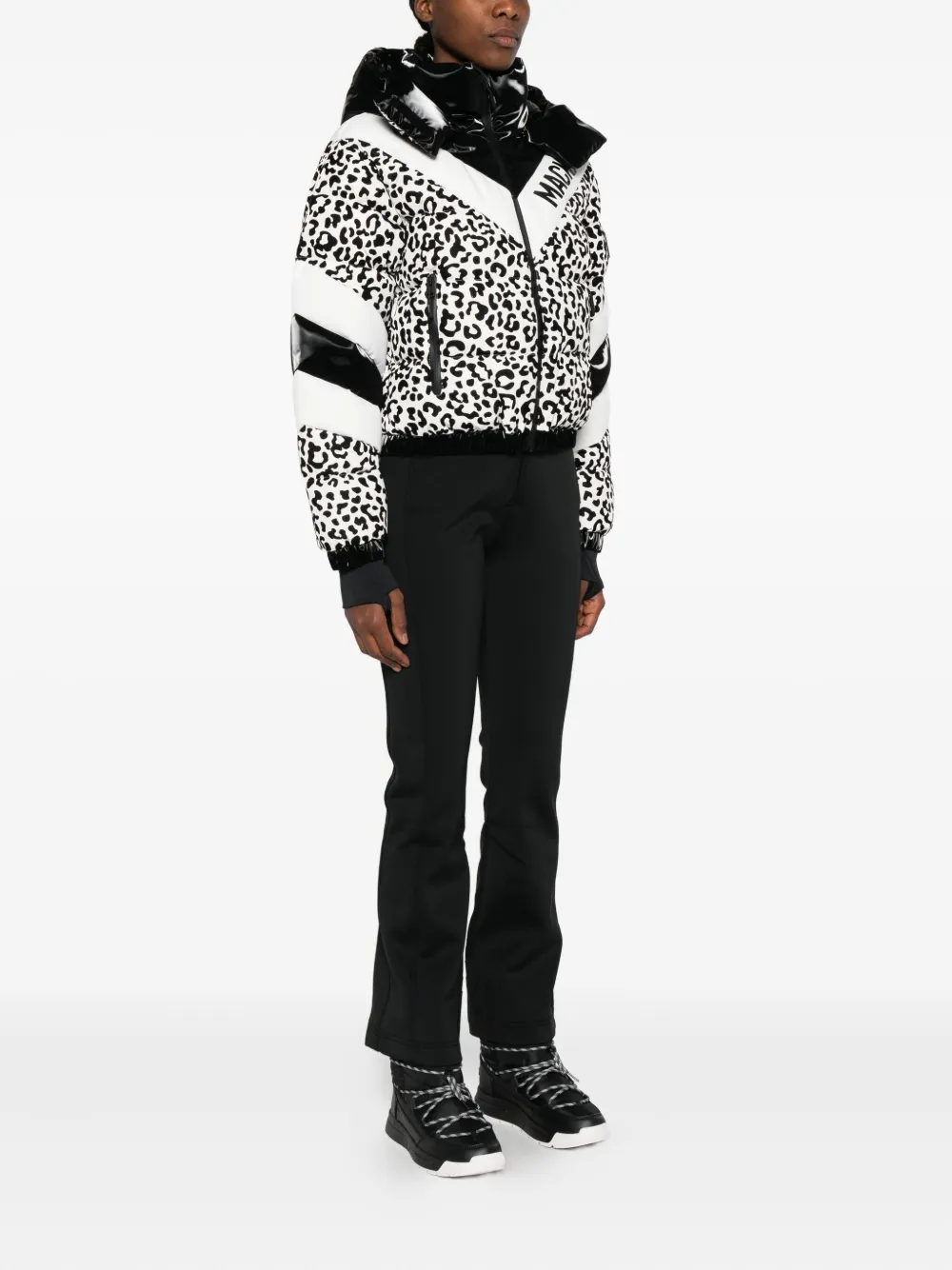 Mackage Kairi-flp Leopard-print Ski Jacket In Black