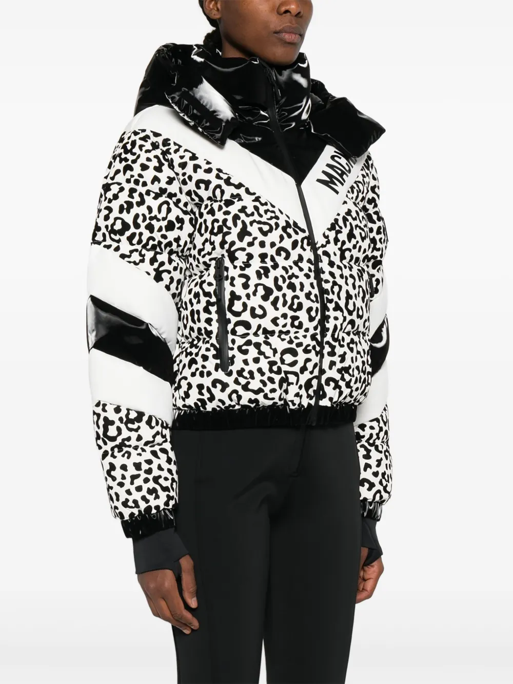 Mackage Kairi-Flip ski-jack met luipaardprint Zwart