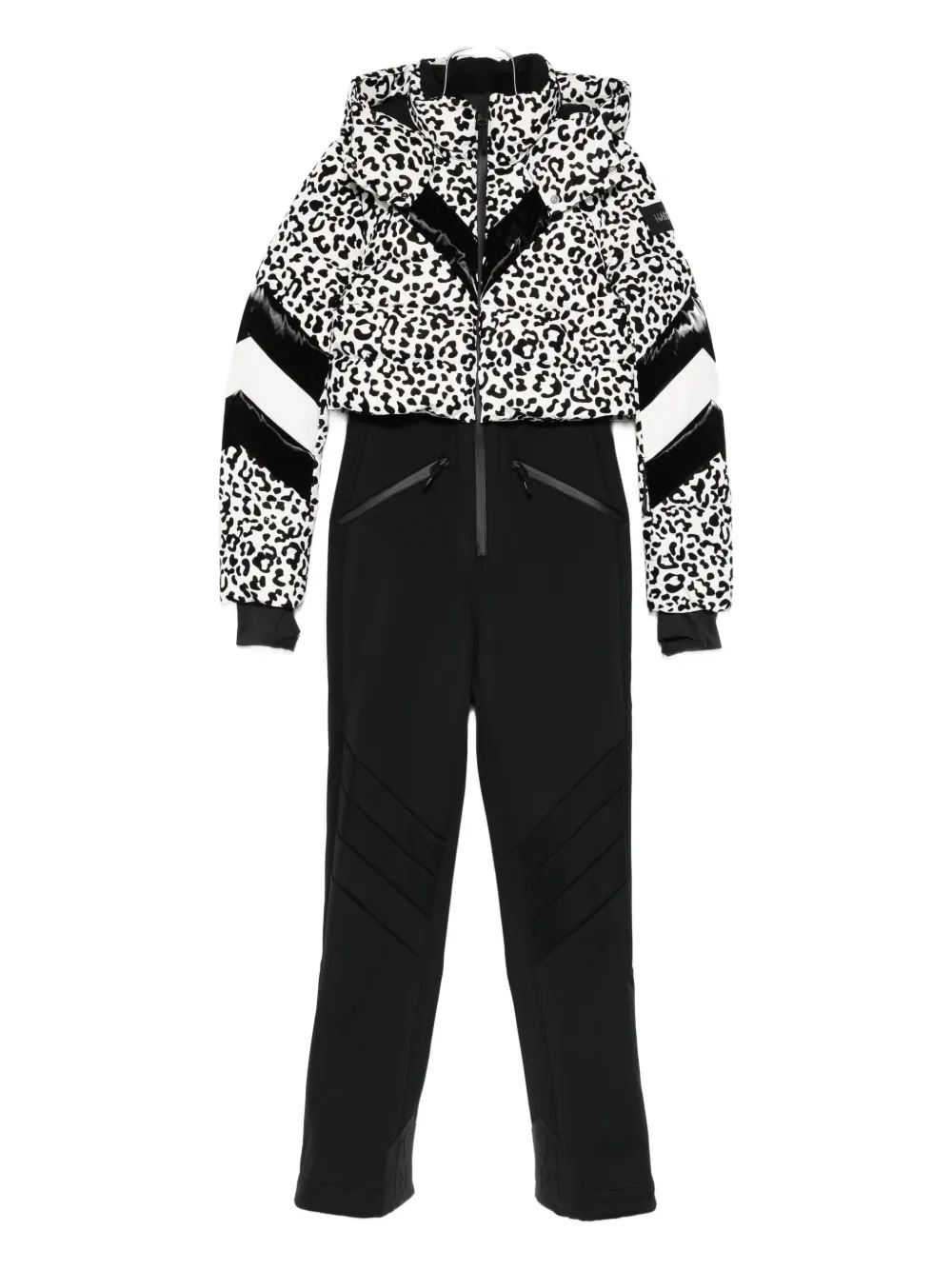 Mackage Satory-flp Leopard-print Ski Jumpsuit In Black