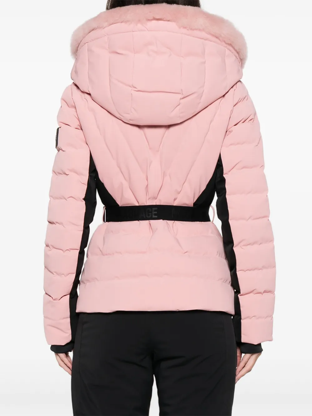 Mackage Elita-shr Fur Belted Ski Jacket In Pink