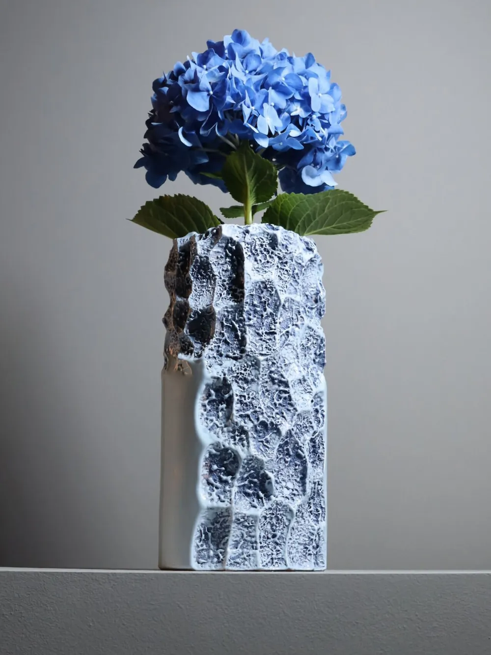  Editions Milano Oxymoron Textured Ceramic Vase (15cm X 29cm) - Blue 