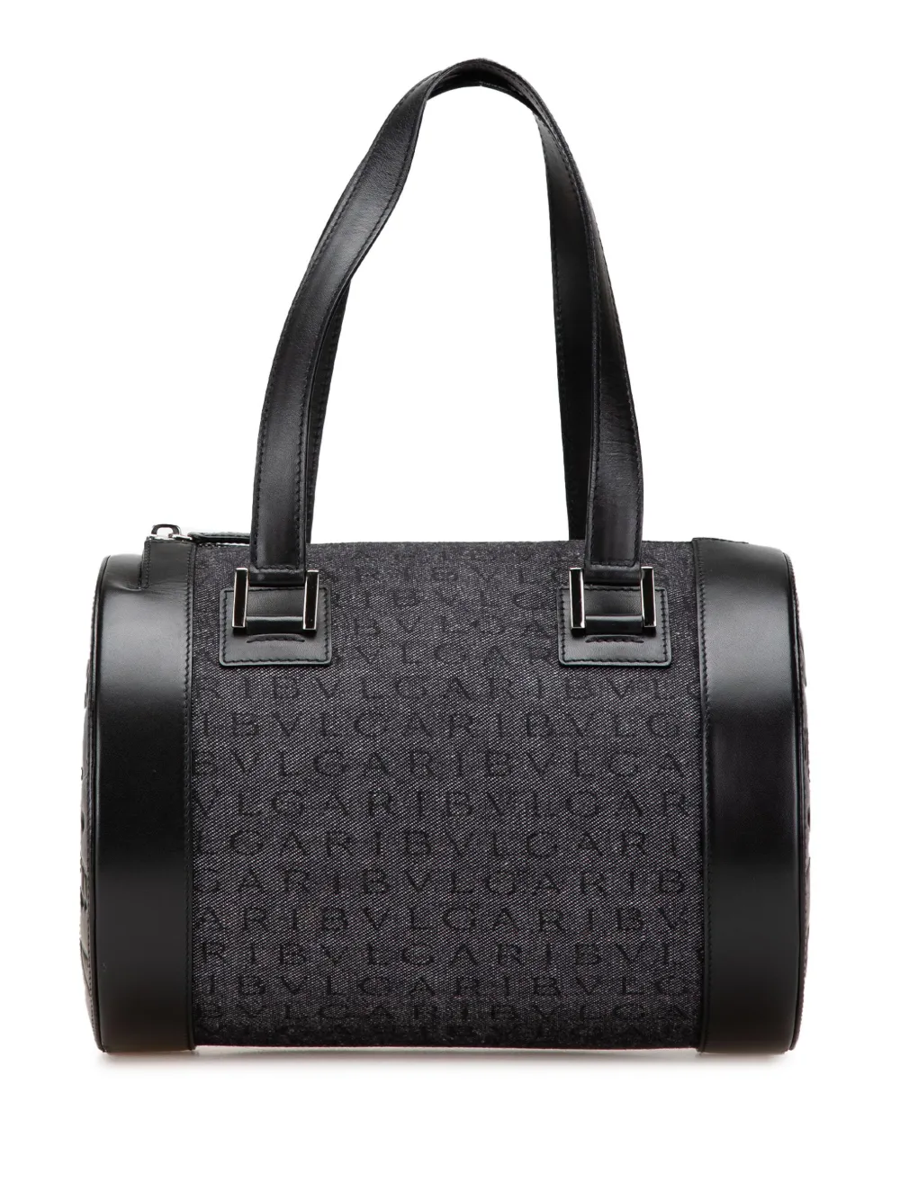 Bvlgari Pre-Owned 1990-2024 Logomania Denim Cylinder handbag - ブラック Bvlgari Pre-Owned 1990-2024 Logomania Denim Cylinder handbag - ブラック